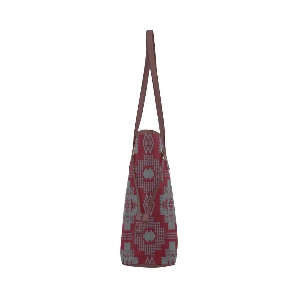 Light Gray with Maroon Clover Canvas Tote Bag