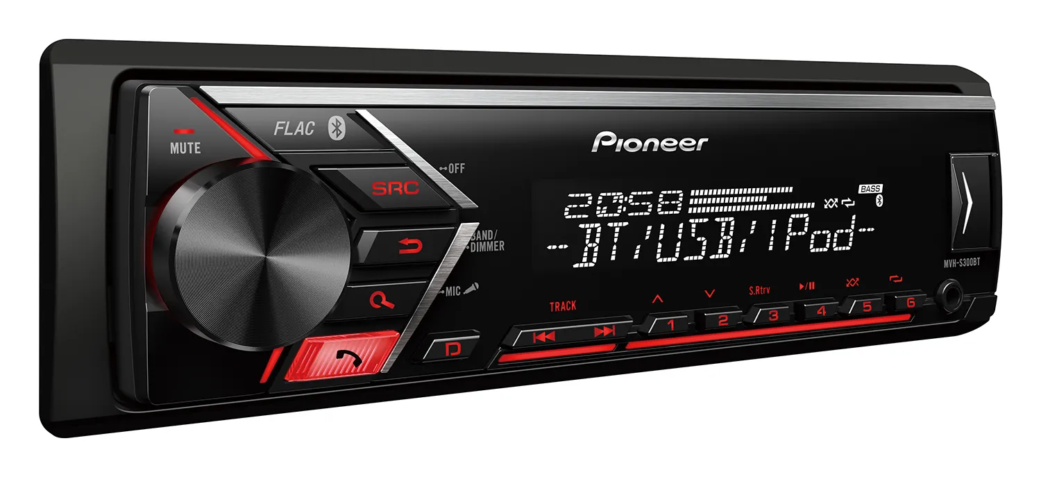 Magnetola automobiliui Pioneer MVH-S300BT, BLUETOOTH, USB, AUX