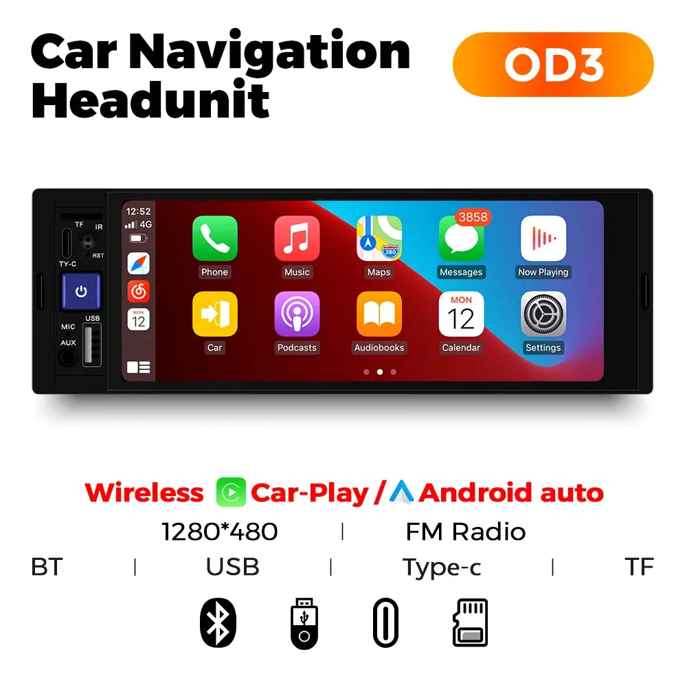 MEKEDE 6.86 Inch 1Din Carplay Android Auto Car Radio Multimedia Video MP5 Player With BT FM Stereo USB Type-C Plug Autoradio