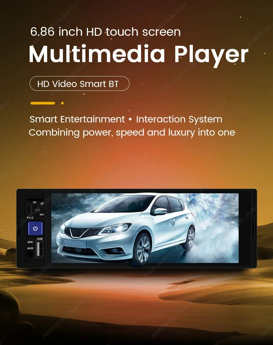 MEKEDE 6.86 Inch 1Din Carplay Android Auto Car Radio Multimedia Video MP5 Player With BT FM Stereo USB Type-C Plug Autoradio