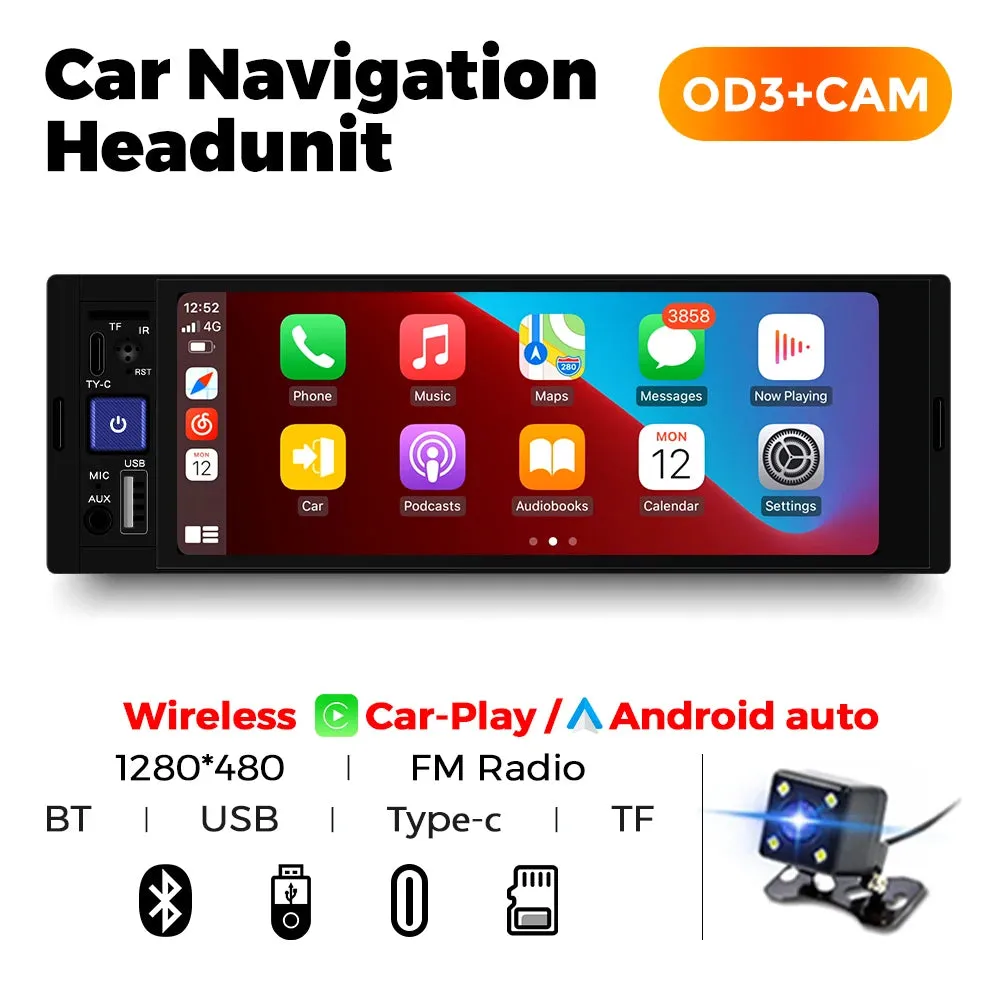 MEKEDE 6.86 Inch 1Din Carplay Android Auto Car Radio Multimedia Video MP5 Player With BT FM Stereo USB Type-C Plug Autoradio