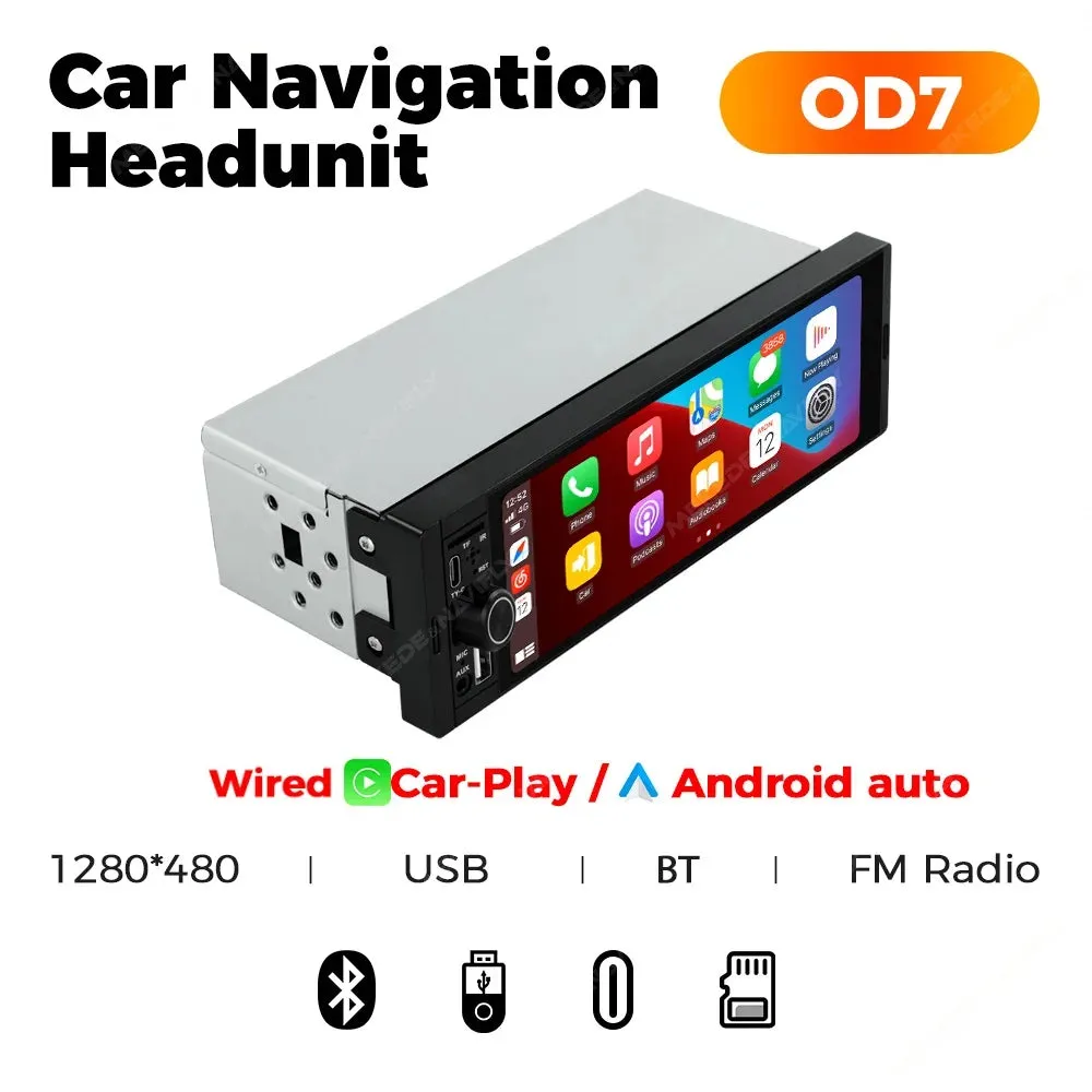 MEKEDE 6.86 Inch 1Din Carplay Android Auto Car Radio Multimedia Video MP5 Player With BT FM Stereo USB Type-C Plug Autoradio