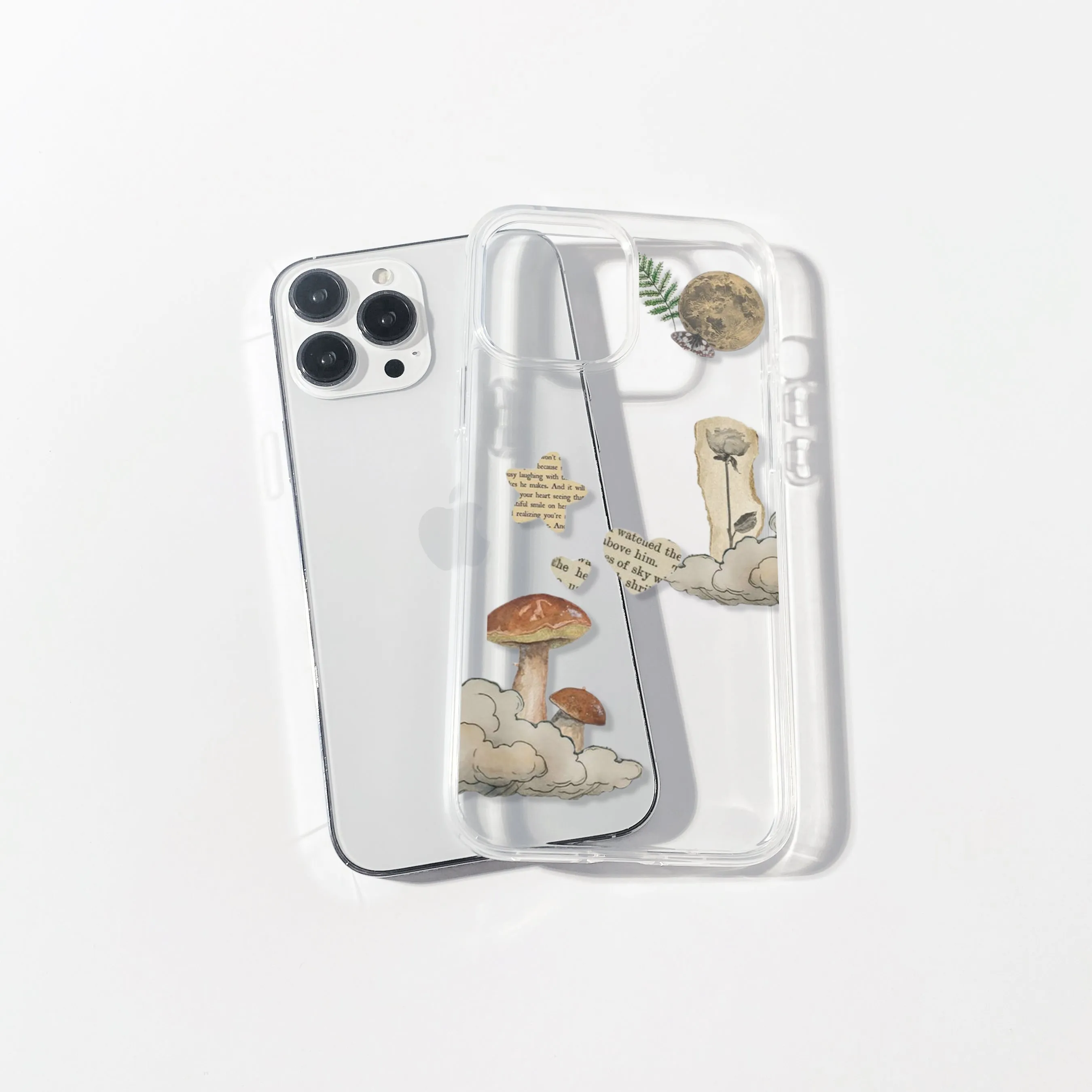 Mushrooms Vintage Aesthetic Silicone Clear Case