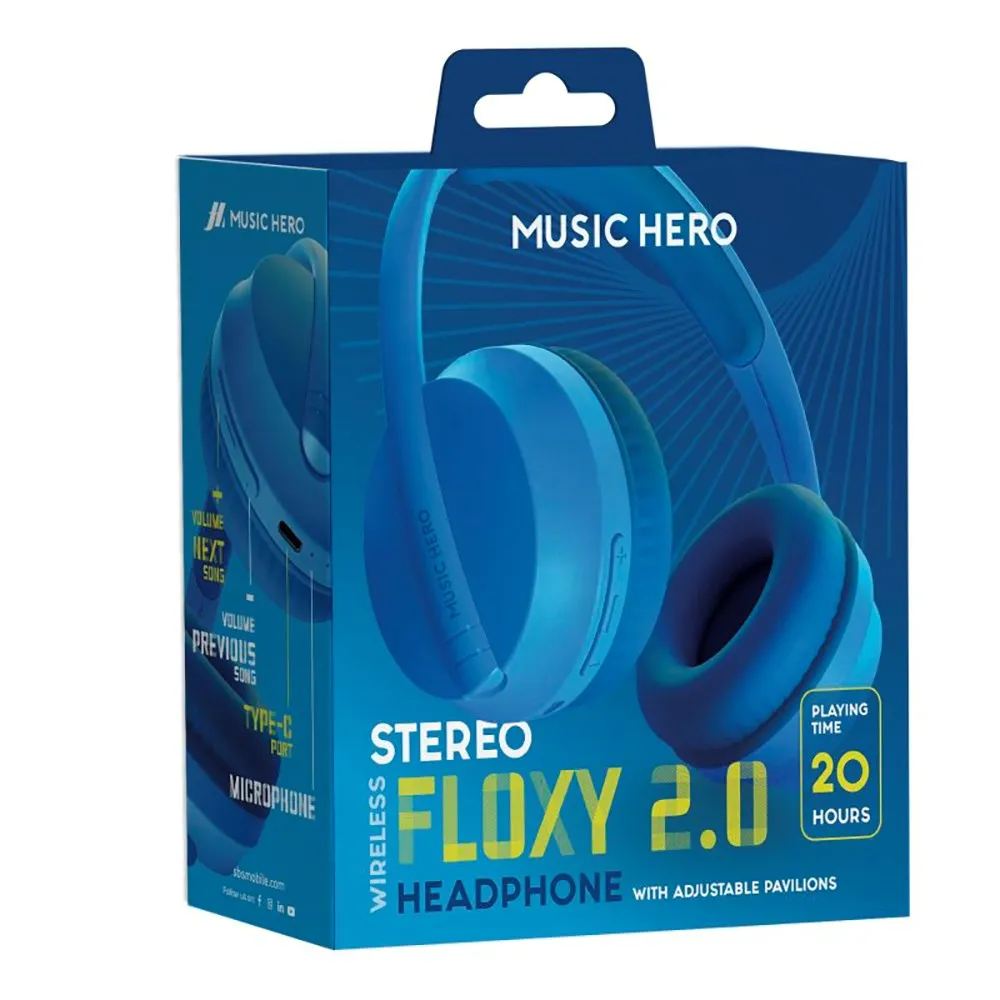 MUSIC HERO Floxy 2.0 Trådløs Bluetooth On-Ear Hovedtelefoner - Blå