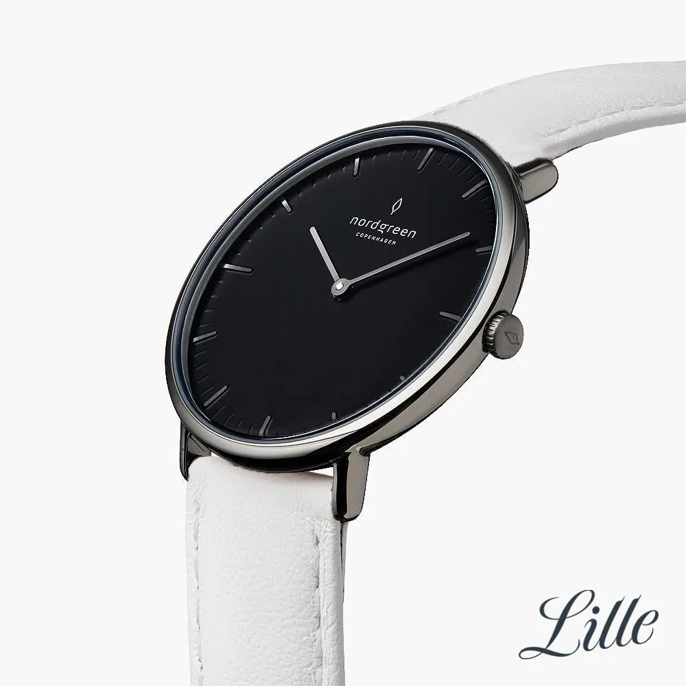 Native | Black Dial - White Leather