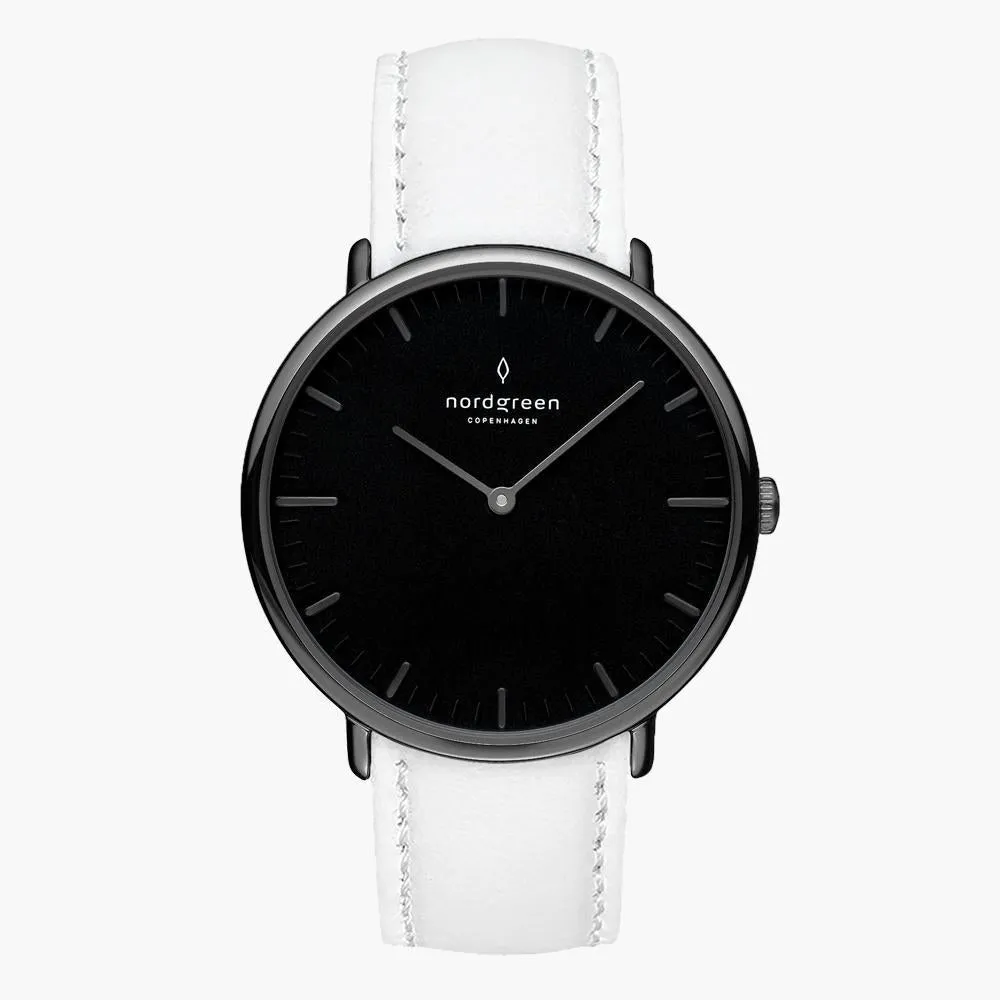 Native | Black Dial - White Leather