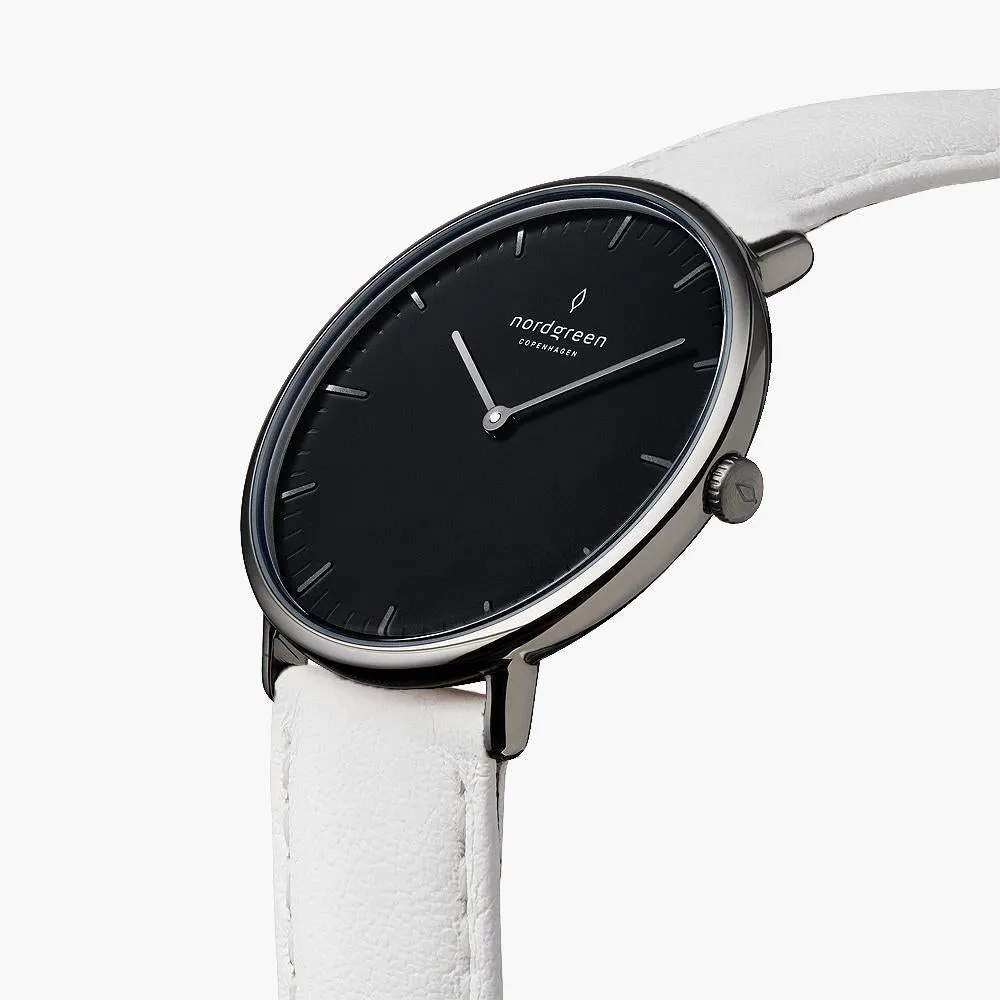 Native | Black Dial - White Leather