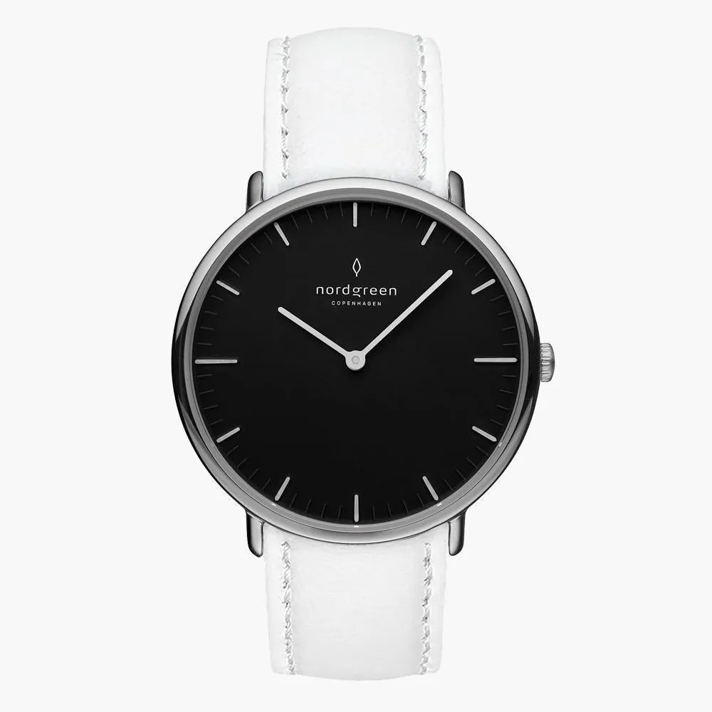 Native | Black Dial - White Leather