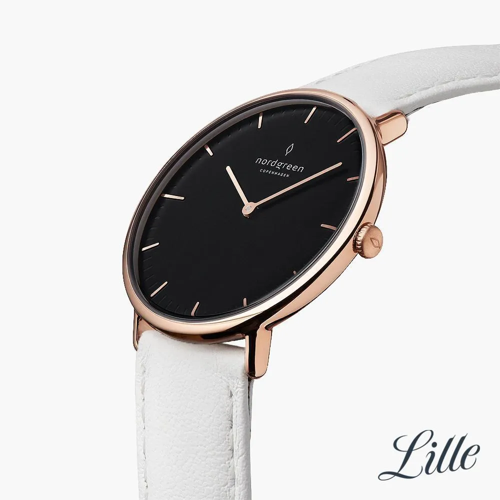 Native | Black Dial - White Leather