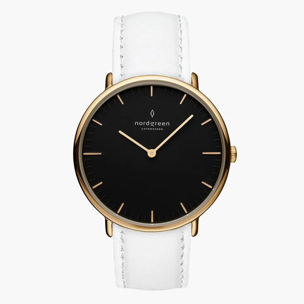 Native | Black Dial - White Leather