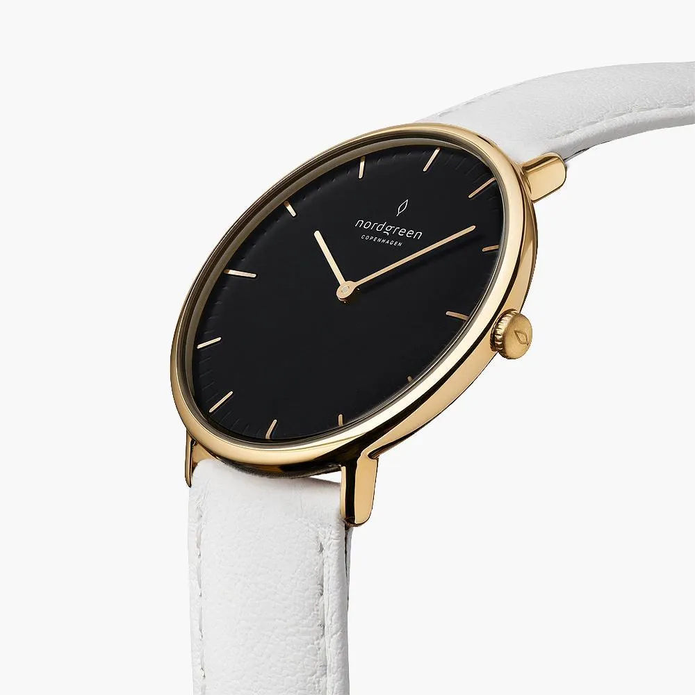 Native | Black Dial - White Leather