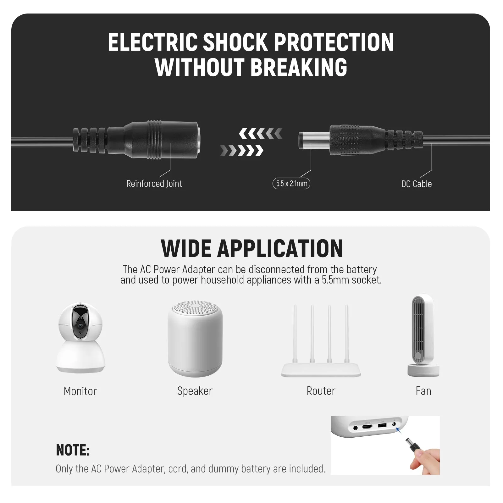 NEEWER LP-E6/E6N/E6NH Canon Replacement Dummy Battery