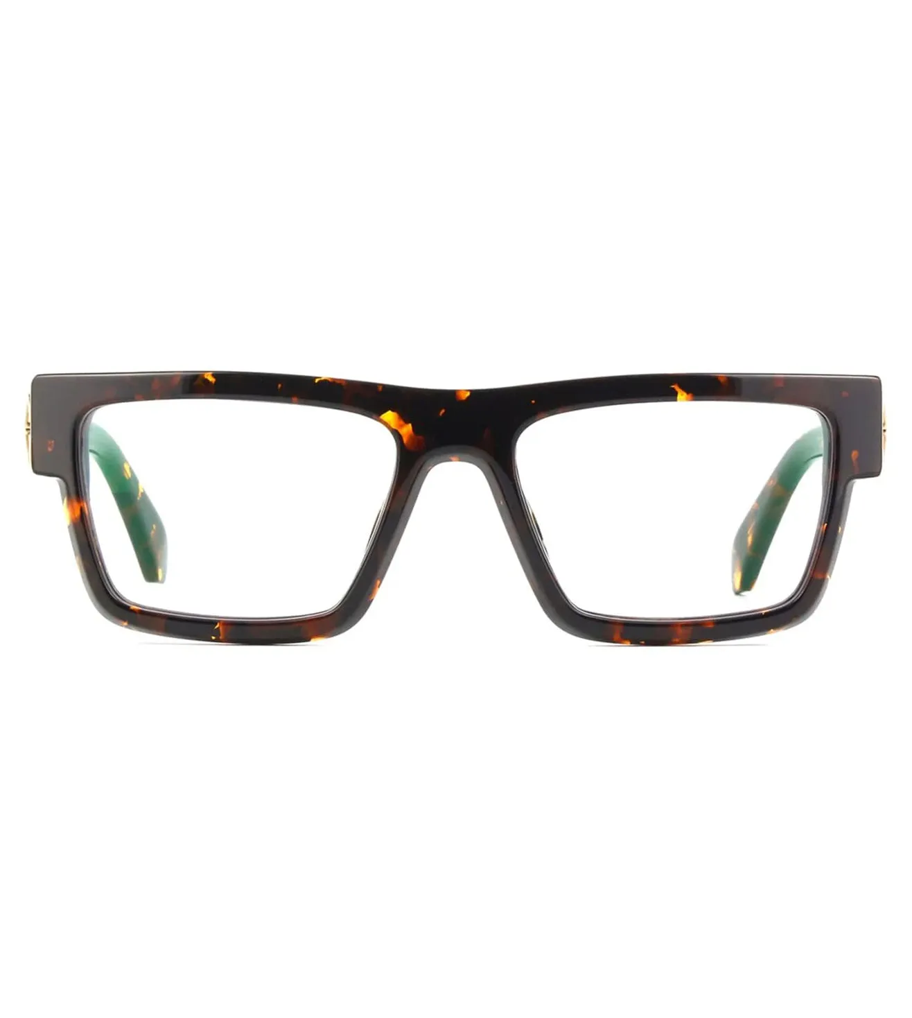 OFF White Men  Shiny Dark Havana Square Optical Frame