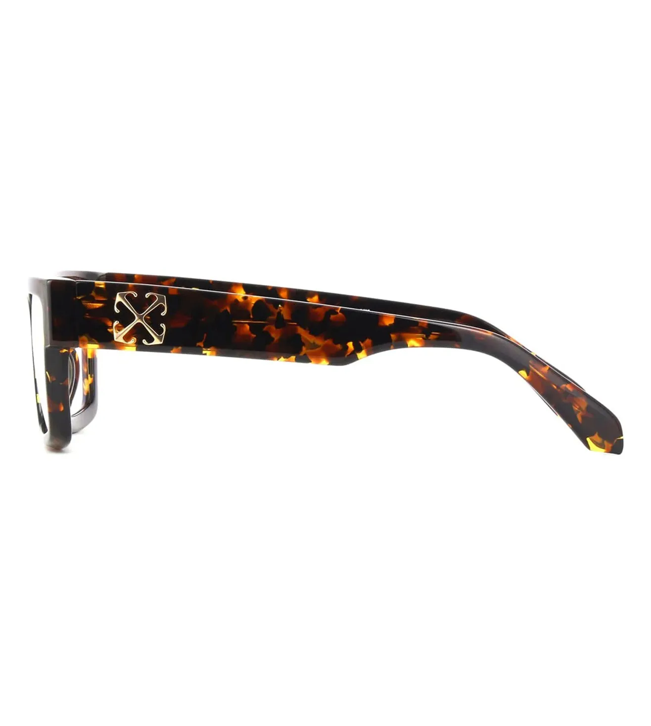 OFF White Men  Shiny Dark Havana Square Optical Frame