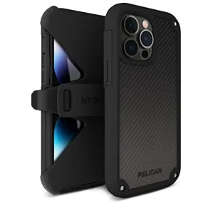 Pelican Shield Kevlar Series - iPhone 14 Pro Max Case 6.7" [Compatible with MagSafe] Magnetic Charging Phone Case with Belt Clip Holster Kickstand [21FT MIL-Grade Drop Protection] Cover - Black