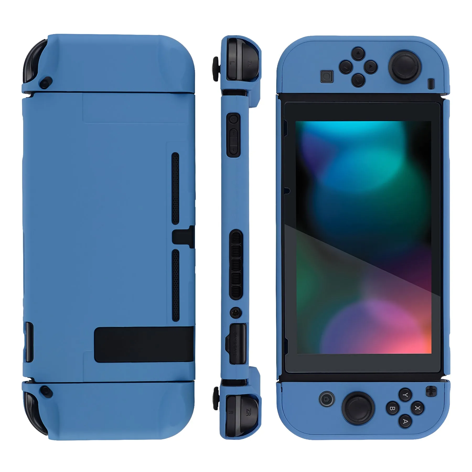 PlayVital Airforce Blue Back Cover for NS Switch Console, NS Joycon Handheld Controller Separable Protector Hard Shell, Soft Touch Customized Dockable Protective Case for NS Switch - NTP343