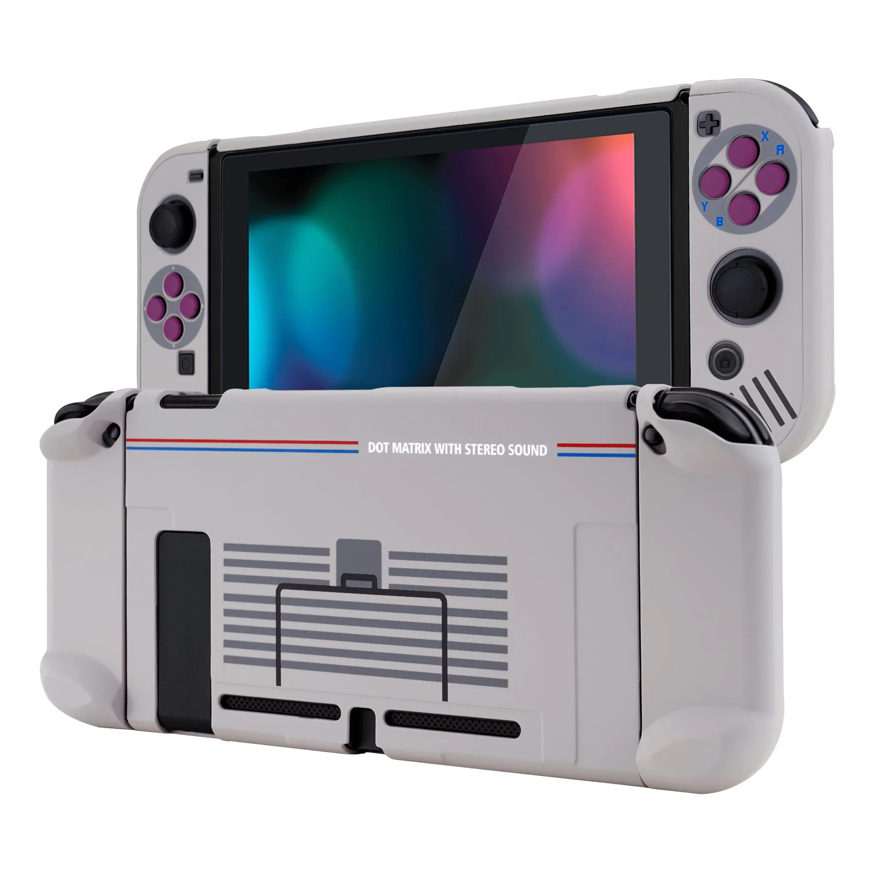 PlayVital Classic 1989 GB DMG-01 Back Cover for NS Switch Console, NS Joycon Handheld Controller Separable Protector Hard Shell, Dockable Protective Case with Colorful ABXY Direction Button Caps - NTT120