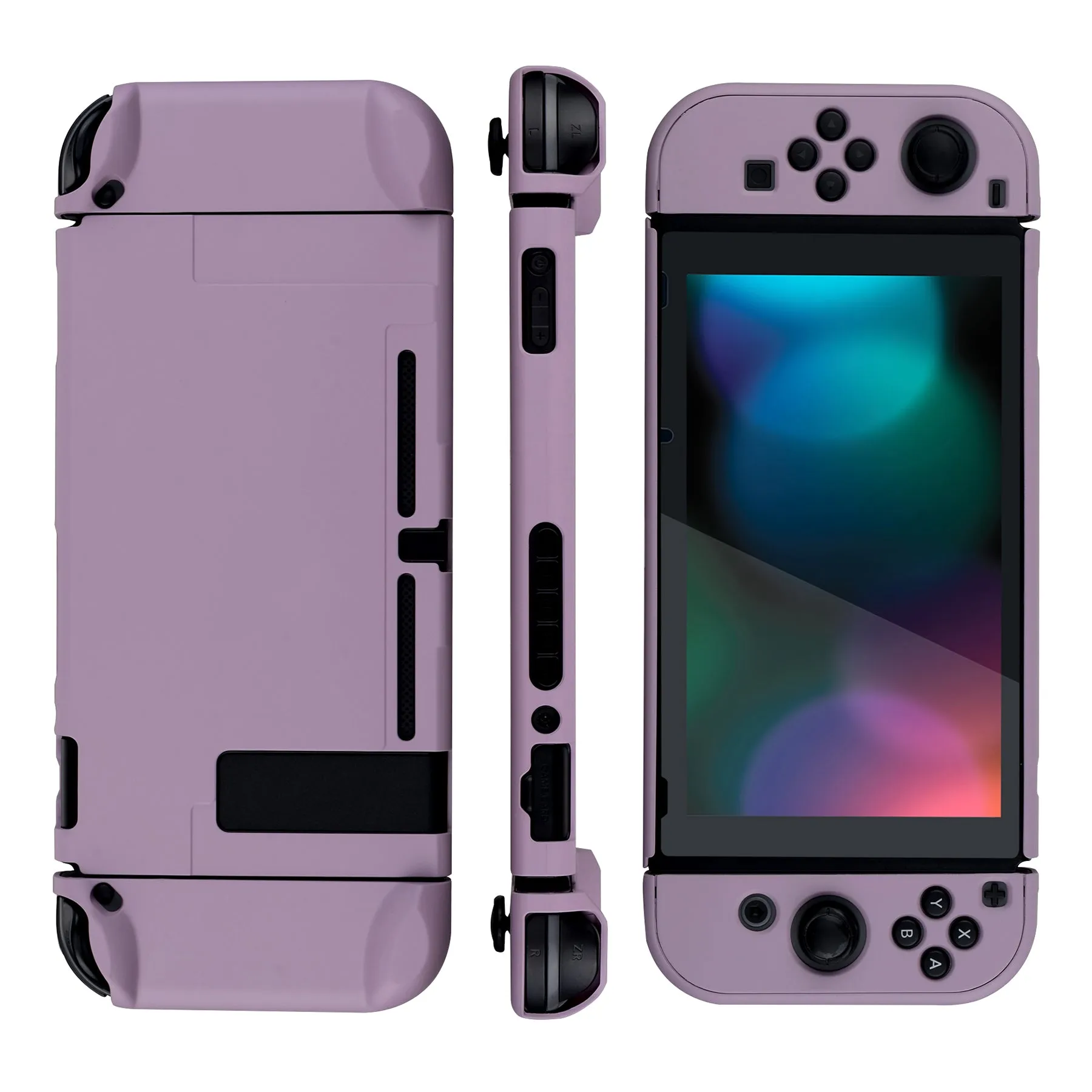 PlayVital Dark Grayish Violet Back Cover for Nintendo Switch Console, NS Joycon Handheld Controller Separable Protector Hard Shell, Soft Touch Customized Dockable Protective Case for Nintendo Switch - NTP328