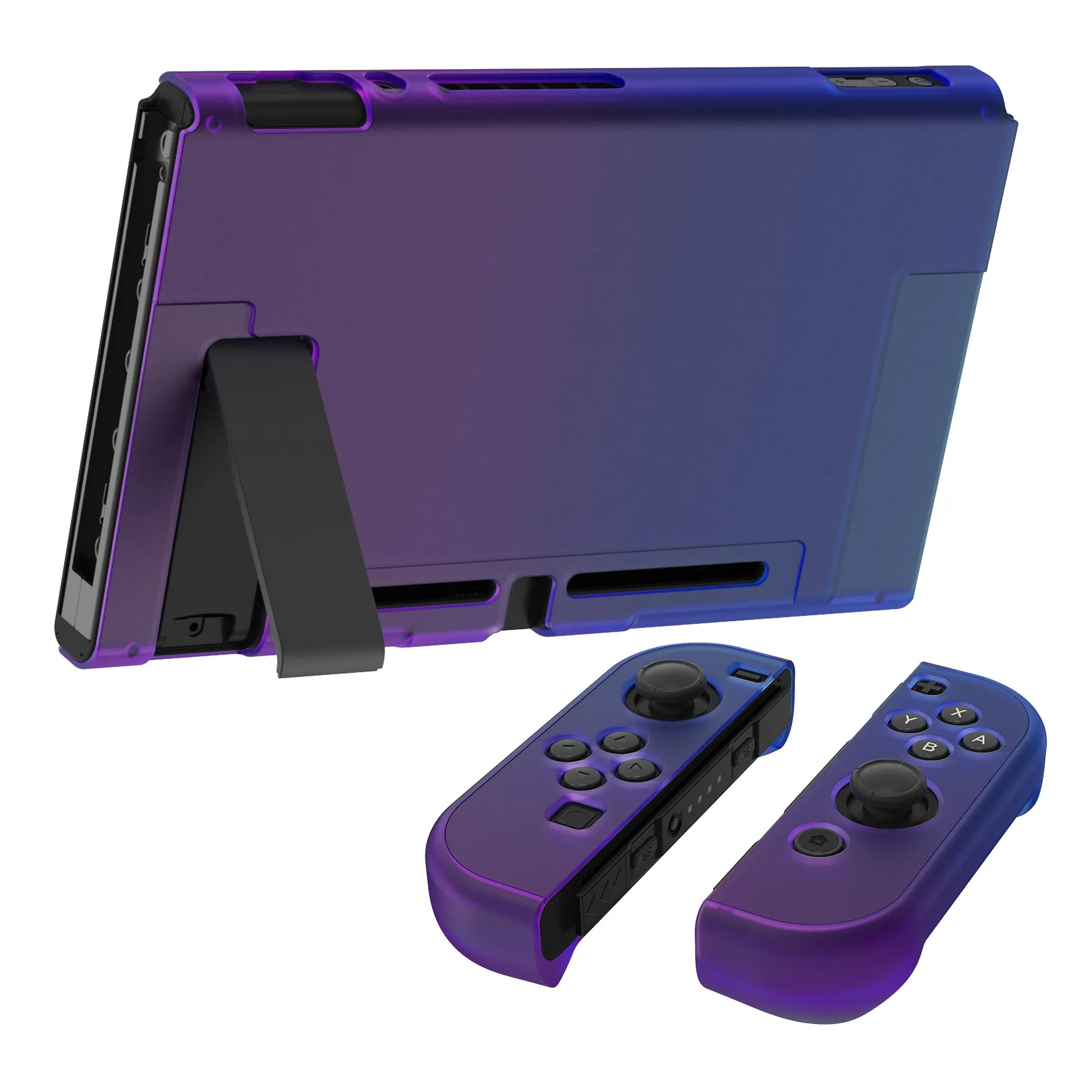 PlayVital Gradient Translucent Bluebell Cover for NS Switch Console, NS Joycon Handheld Controller Separable Protector Hard Shell, Customized Dockable Protective Case for NS Switch - NTP347V2