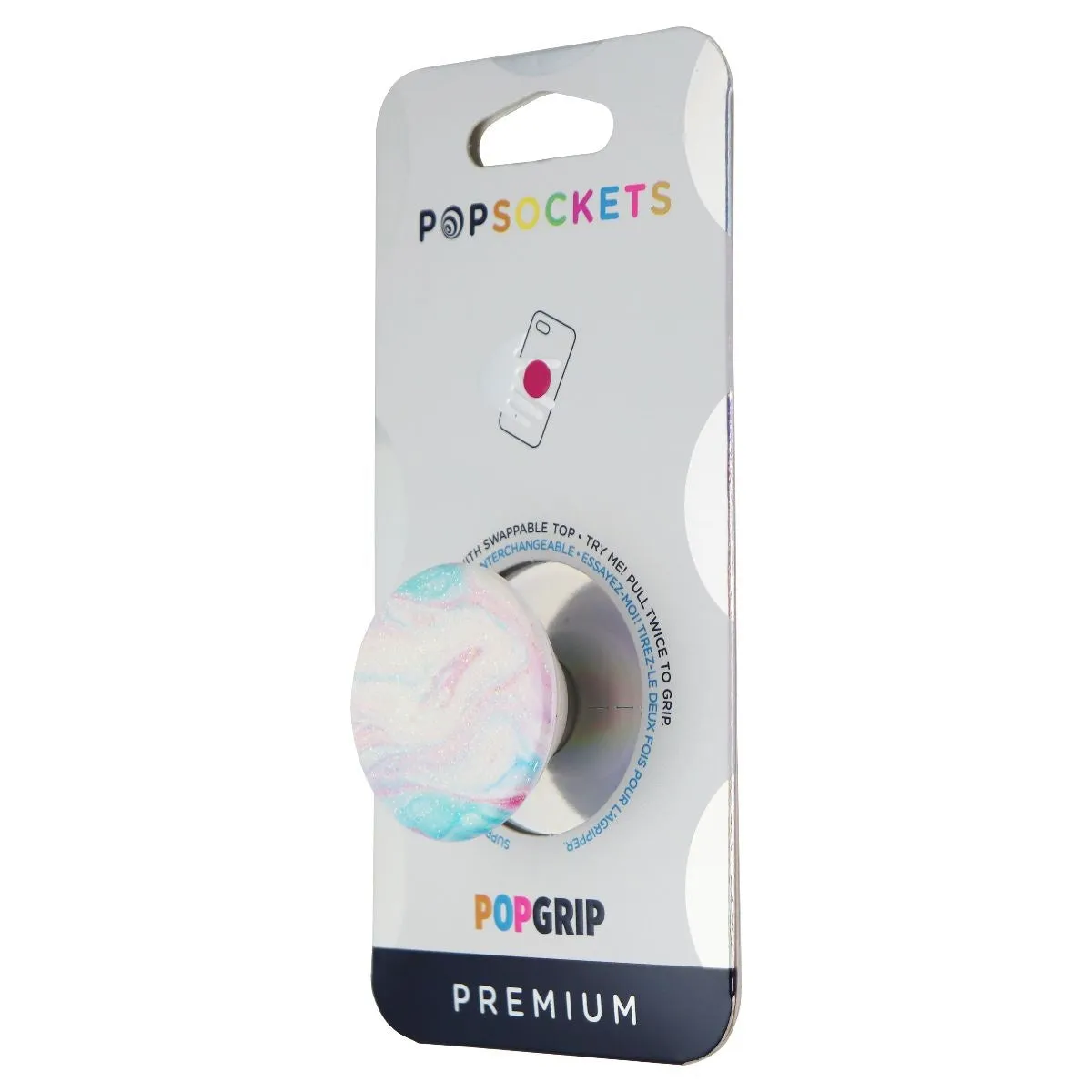 PopSockets PopGrip Phone Grip & Stand with Swappable Top - Glitter Soft Swirls