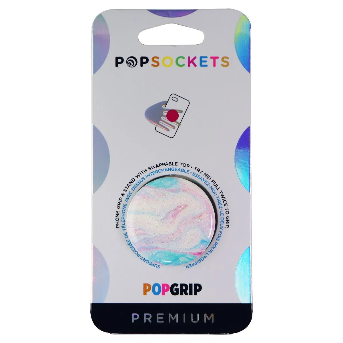 PopSockets PopGrip Phone Grip & Stand with Swappable Top - Glitter Soft Swirls