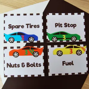 Race Car Party Buffet Labels