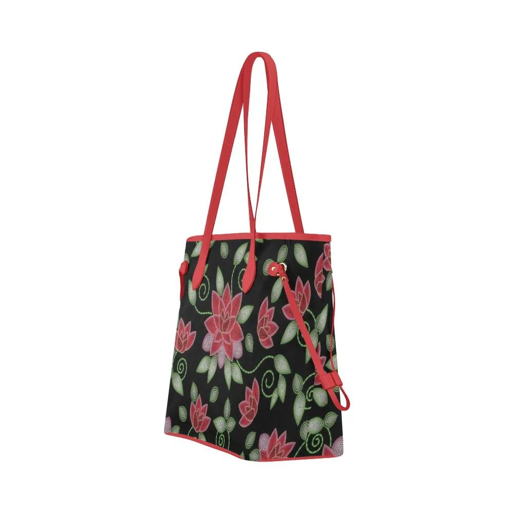 Red Beaded Rose Clover Canvas Tote Bag