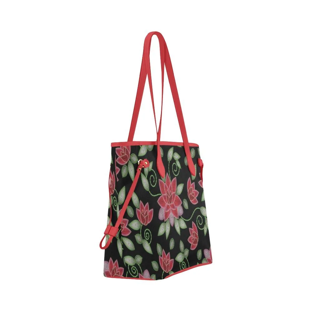 Red Beaded Rose Clover Canvas Tote Bag