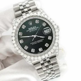 Rolex Datejust 116200 36mm 3.9CT Diamond Bezel/Lugs/Black MOP Dial Steel Watch TFJ-142508697