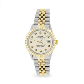 Rolex Datejust 2-Tone Watch 3.05ct Diamond Bezel/Satin Linen Diamond Dial TFJ-142508555