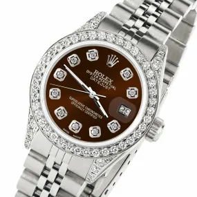 Rolex Datejust 26mm Steel Jubilee Diamond Watch with Chocolate Dial TFJ-142508439