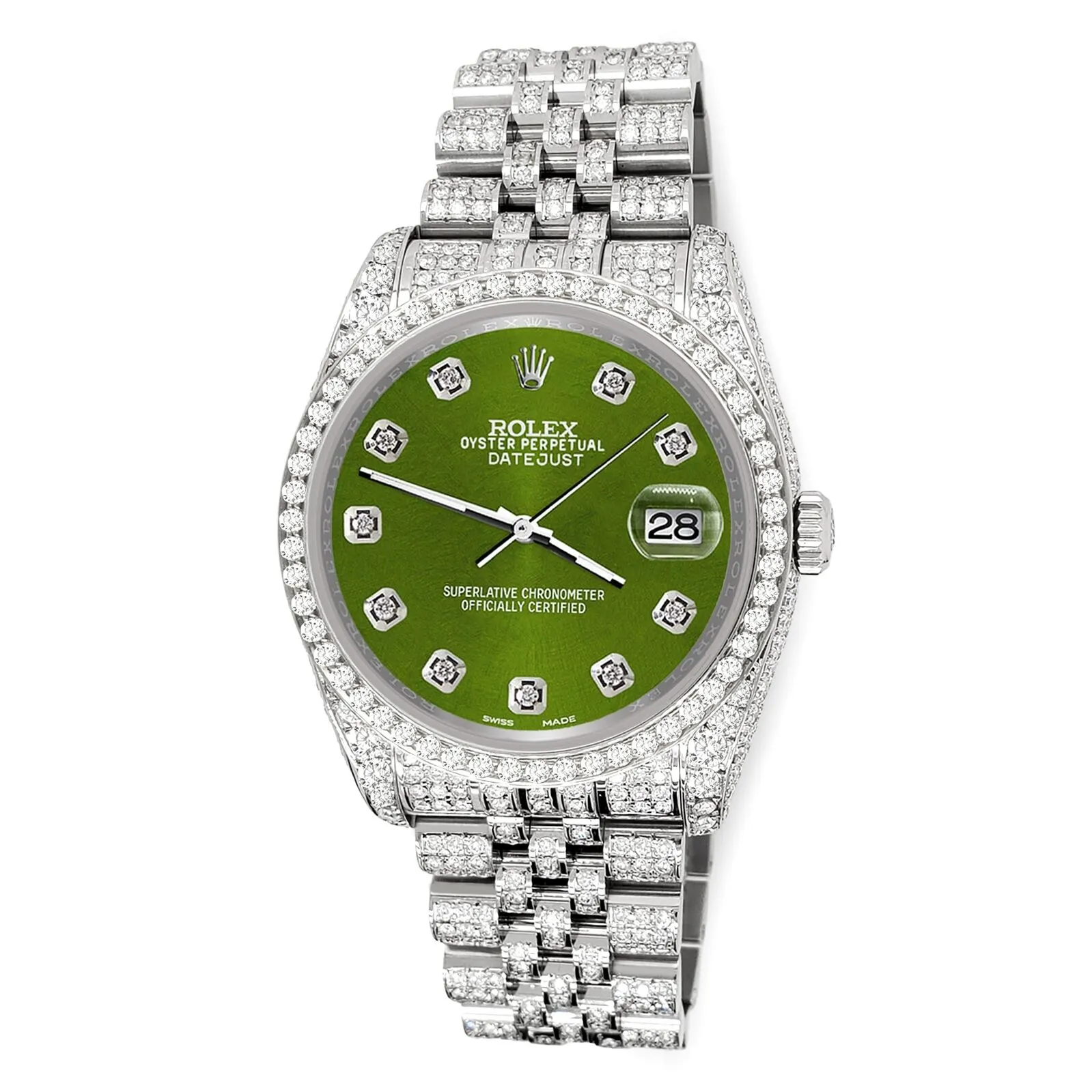 Rolex Datejust 36mm 10.2ct Diamond Royal Green Jubilee Watch TFJ-142508344