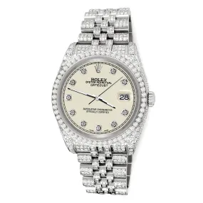 Rolex Datejust 36mm 10.2ct Diamond Satin Linen Jubilee Watch  TFJ-142508394