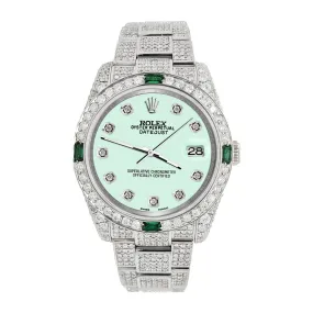 Rolex Datejust 36mm 12.4CT Diamond/Emerald Watch with Light Malachite Dial TFJ-142508263