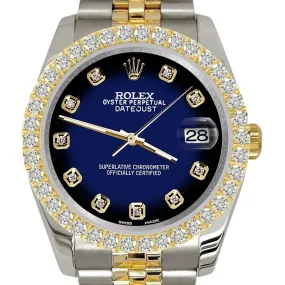 Rolex Datejust 36mm 2-Tone   Diamond Bezel/Blue Vignette Dial Jubilee Watch TFJ-142507941