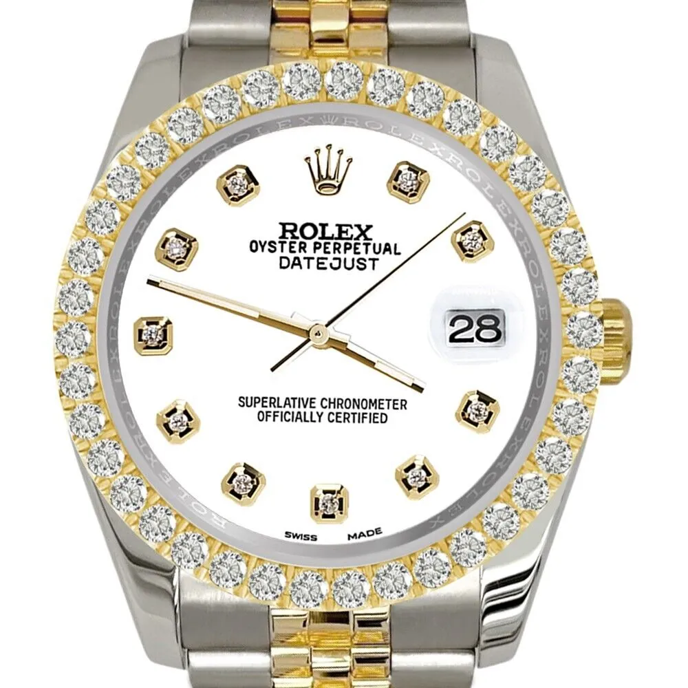 Rolex Datejust 36mm 2-Tone  Diamond Bezel/White Dial Jubilee Watch TFJ-142507940