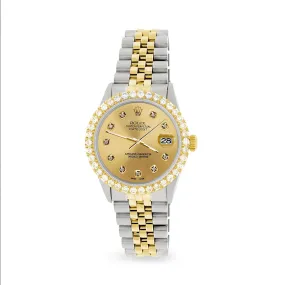 Rolex Datejust 36mm 2-Tone Watch 3.05ct Diamond Bezel/Champagne Diamond Dial TFJ-142508560