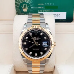 Rolex Datejust 41 126333 Factory Black Diamond Dial Gold/Steel Watch Box Papers TFJ-142507937