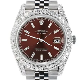 Rolex Datejust 41 5.9CT Bezel/Lugs/Sides/Chocolate Baguette Diamond TFJ-142508242