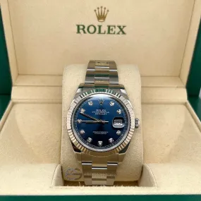 Rolex Datejust 41 Factory Blue Diamond Dial Steel Watch  TFJ-142508561