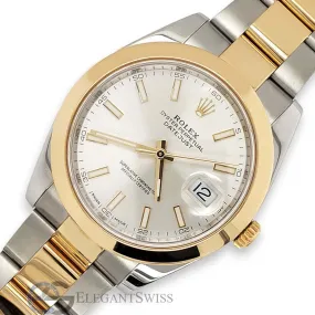 Rolex Datejust 41 Silver Dial Smooth Bezel 2-tone Watch  TFJ-142508507