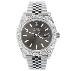 Rolex Datejust   Diamonds Watch With Gray Stick Dial   TFJ-142508228