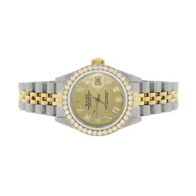 Rolex Datejust Ladies 2-Tone 26mm Diamond Bezel/Champagne Gold Dial Watch TFJ-142508157