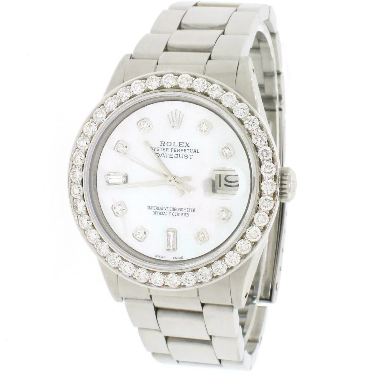 Rolex Datejust Stainless 36mm Oyster Watch w/White MOP Diamond Dial  TFJ-142508065