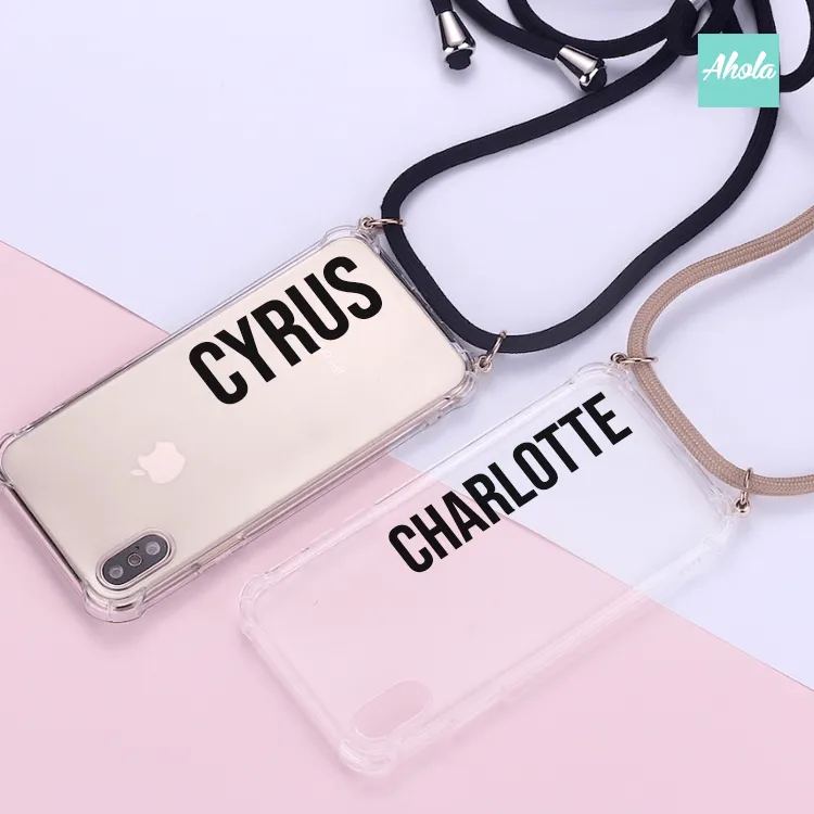 【RŌpe】Crossbody Lanyard TPU Transparent Phone Case 自定名字掛頸透明電話軟殼