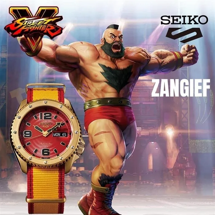 Seiko 5 SRPF24K1 Street Fighter "Zangief" Automatic Watch for Men's