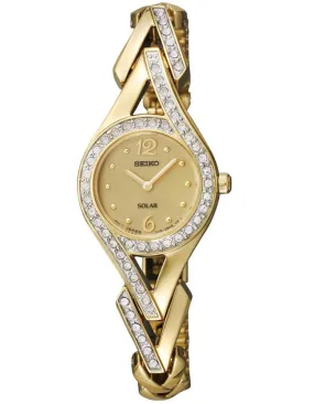 Seiko Solar Ladies Gold-Tone Swarovski Crystal Cocktail Watch