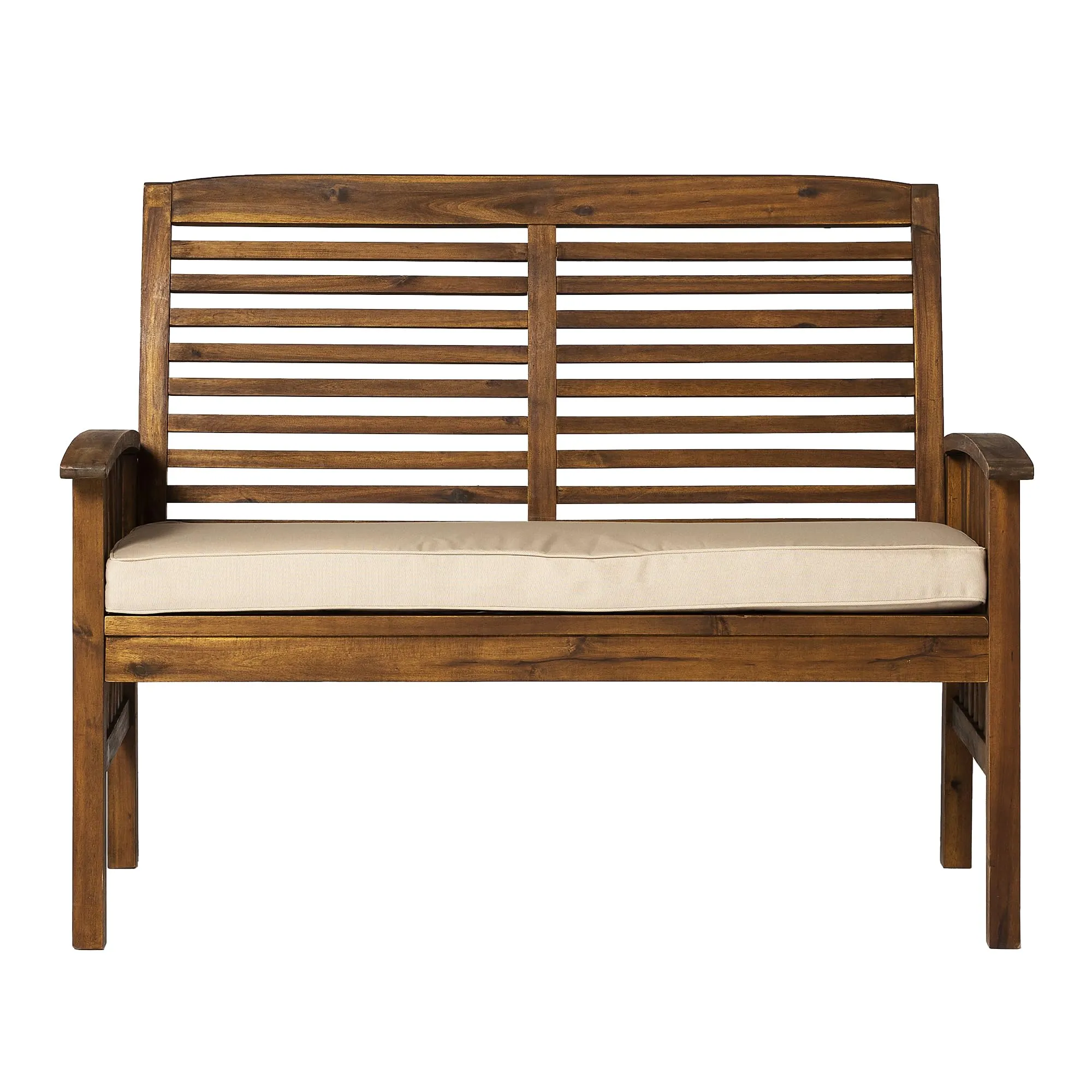 Solid Acacia Wood Patio Loveseat with Cushions 47 Inch