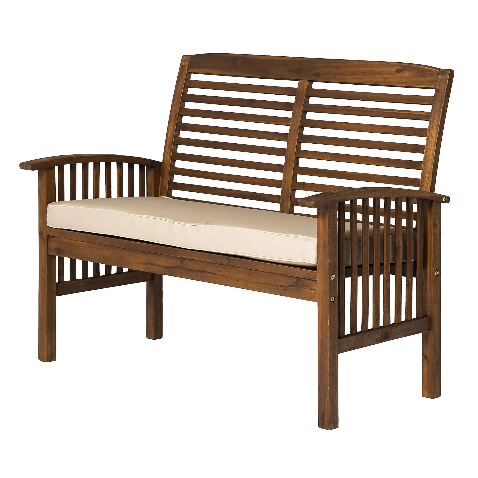 Solid Acacia Wood Patio Loveseat with Cushions 47 Inch