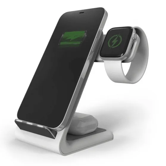 STM ChargeTree Swing 3-in-1 Wireless Charging Stand Iphone AirPods Apple Watch with AU 20W Wall Plug White